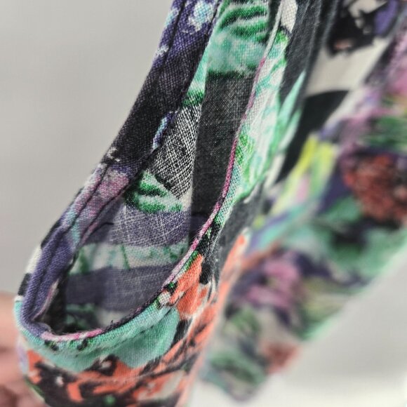 C&C California Floral Tropical 100% Linen Sheath Sleeveless Mini Dress - Picture 7 of 13